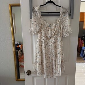 Blue Rain Cream and Blue Floral Mini Dress